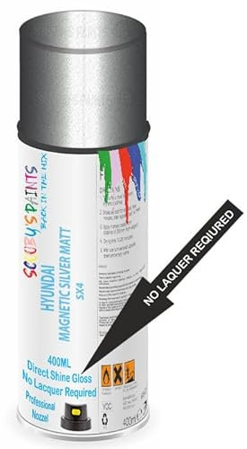 SCOOBYS PAINTS BACK IN THE MIX Direct Gloss Aerosol Spray Paint For Hyundai Magnetic Silver Matt Code: Sx4 No Lacquer Required