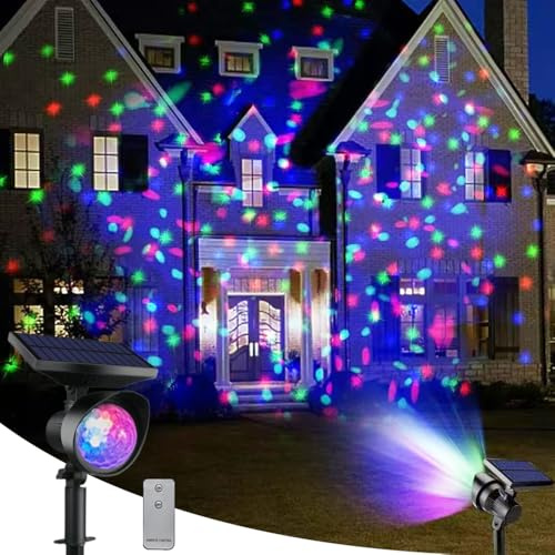 Dvtcdted Lumières de Projecteur Solaires Colorées pour Extérieur, Noël et Jardin - Lampe Mobile de Décoration IP65 Étanche pour Paysage, Fête et Événements