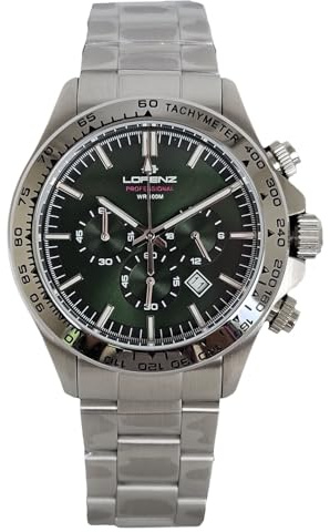 Lorenz Chrono 26175DD Cronografo da uomo al quarzo in acciaio inox sub 100 metri