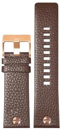 MHYATIO Compatibile con Diesel DZ7257 DZ4323 DZ7348 DZ7313 DZ7312 DZ7350 Cinturino for orologio in vera pelle da uomo con quadrante grande rivettato cinturino in pelle di vacchetta(Brown rose gold,27m
