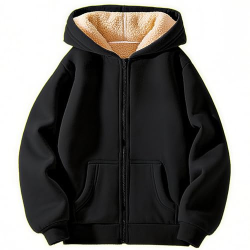 Valcatch Filles Garçons Polaire Zip Up Sweat à Capuche Enfants Adolescents Veste à Capuche avec Sherpas Doublé Chidlren Enfant Doux Épais Chaud À Manches Longues Manteau Zippé Automne Hiver Vêtements