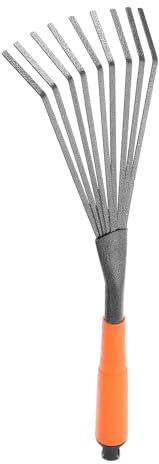 sourcing map Râteau à feuilles de jardinage de 39,7 cm, petit râteau à feuilles avec poignée ergonomique pour balayer les feuilles, le jardinage, la culture du jardin, la cour, les parterres de fleurs