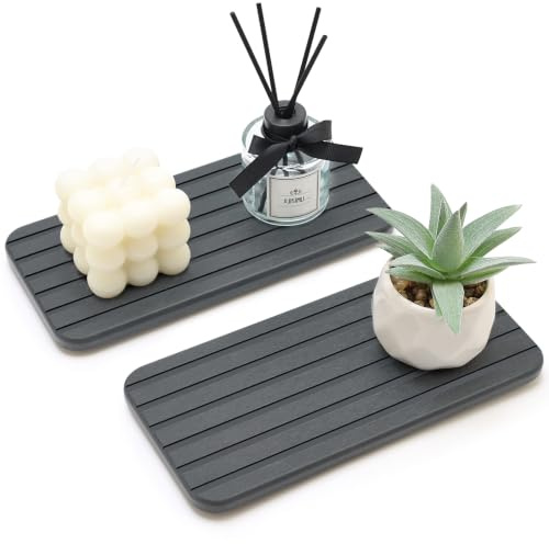 Plateau d'évier en Pierre de diatomite pour évier de Cuisine, Salle de Bain, Plateau de comptoir en Terre de diatomée, Pierre Absorbant l'eau, Distributeur de Savon à séchage Rapide, Support de | Porte-savon en terre de diatomée absorbant l'eau - Séchage rapide - Accessoires de décoration de salle de bain - Noir