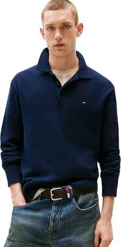 Tommy Jeans Jersey Hombre Slim Essential con Cuello de Polo, Azul (Dark Blue), XXL