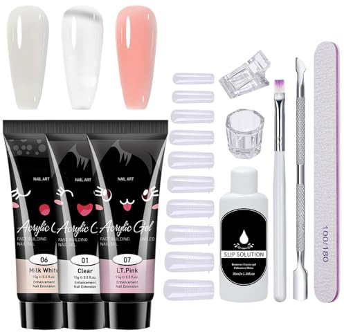 Gel Manicure Set - Kit de extensión de uñas, lámpara de secado UV | Kit de uñas de gel de poli todo en para uso del salón de casas, herramientas de arte de uñas de larga duración para principiante