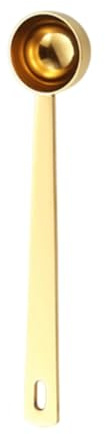 5ml Measuring Spoon for Powder Gold Stainless Steel Collagen Supplements Scoop Long Handle Tablespoon Scoop for Coffee, Protein Powder, Milk Powder, Loose Tea, Sugar, Flour