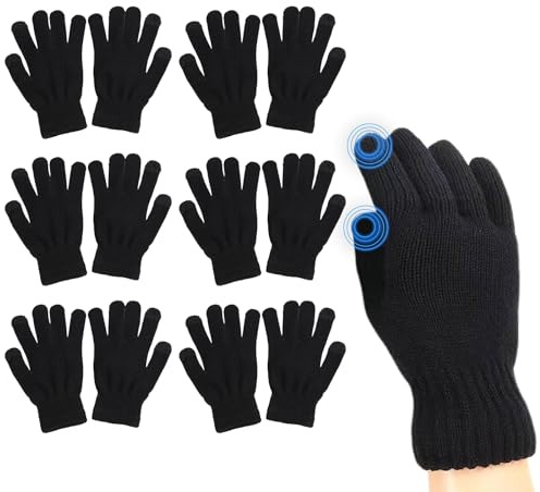 JiaYouLC 6 Pairs Unisex Touch Screen Thermal Gloves Multipack Adult Winter Warm Magic Gloves for Dressing Driving Skiing Cycling Shopping