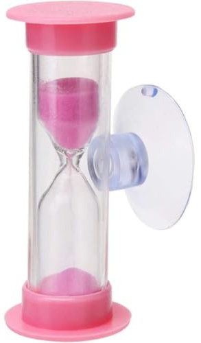 2 Min Toothbrush Sandglass Timer,Colorful Sand Timer Clock with Suction Cup,for Kids Games, Classroom, Kitchen (Pink)