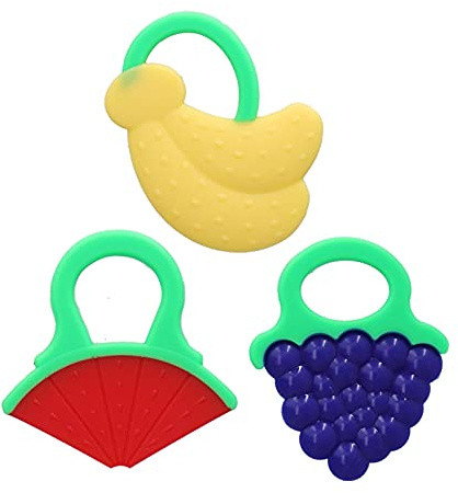 Almeigrity, 3 uds., Juguetes para la dentición del bebé, Forma de Fruta Encantadora, Alivio de la incomodidad de los Dientes, Masaje de encías, mordedor Suave y Seguro para bebé
