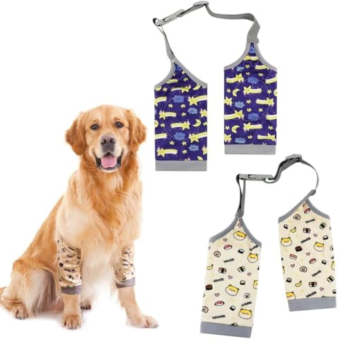 Ortviai 2 Paire Coudière pour Chien, Genouillères pour Animaux de Compagnie, Manchon de Récupération pour Chien, Bandage de Coude pour Chiens, Empêche Le Léchage des Plaies (2XL)