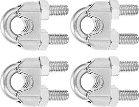 ERYUE Abrazadera de Clip de Cuerda Alambre Duradera Acero Inoxidable para Sujeción Cable M14 9/16 Pulgadas, Sujetadores 4 Piezas para Equipos Al Aire y Equipo Fitness
