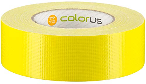 Colorus Premium Beton Gewebeband 44 mm x 50 m | Betonband gelb für raue Oberflächen | Gewebeklebeband Klebeband ultra robust | Panzertape UV-beständig, wasserfest | Panzerband extra stark