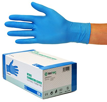SF Nitrilhandschuhe L Blau – 200 Stück Einweghandschuhe, Einmalhandschuhe, Medizinische Handschuhe, Puderfrei, Latexfrei, Handschuhe Einweg zum Kochen, Putzen, für Medizin, Küche, Kosmetik, Haushalt