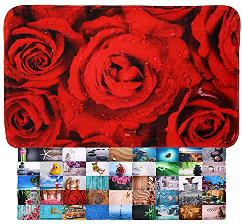 Sanilo Badteppich I viele schöne Badematten zur Auswahl I Badvorleger sehr weich und rutschfest I waschbar und schnelltrocknend (50 x 80 cm, Rosen)
