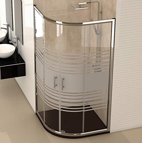 Mampara Ducha SEMICIRCULAR curva corredera - EstiloBaño® MIAMI - 2 Fijos y 2 Puertas correderas- SERIGRAFIA 4 hojas cristal templado - medidas 80x80 radio 500 (intervalo 78,5-80 x 78,5-80)