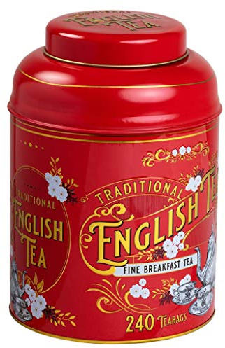 New English Teas - Breakfast Tea 240 Tea Bags - Vintage Victorian Tin - Red