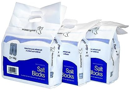 3 Bags of Watersprite Water Softener Block Salt 8kg (2 x 4kg blocks) for Harvey, Kinetico and Twin-Tec softeners. Premium High Purity White Salt Blocks To Protect Your Water Softener (3)