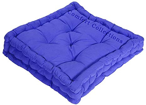 Comfort Collections Booster Seat Cushion Pad 100% Cotton Filling Thick Cushion Seat Pads Adults Chair Armchair Garden Royal Blue 45cm x 45cm + 10cm Thickness Approximate