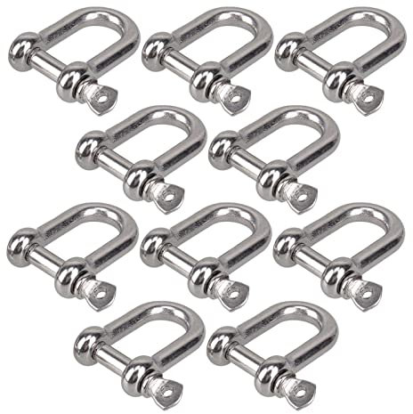 10 Stück 5 Stück D Typ M8 Schäkel Kurzer Absatz Rigging Edelstahl 304 Schäkelhaken Boot Rigging Hardware (Color : 10Pcs)