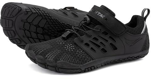 Grand Attack Barefoot Shoes Men Minimalist Lightweight Cross-Trainer Zero Drop Wide Toe Box Wrestling Weightlifting Walking Shoes Trail Running Sneakers All Black Size 10