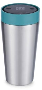 Circular & Co Thermo-Reisebecher aus Edelstahl, 340 ml, isolierter, wiederverwendbarer Kaffeebecher, 100% auslaufsicher und abschließbar, 6 Stunden heiß/kalt, Druckverschluss, einhändig zu öffnen,