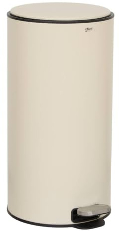 5five - Poubelle Ronde Delta 30L Métal Argile Fermeture Douce Silencieuse Filtre Anti-odeur Nettoyage Facile Seau Amovible Ouverture 90° Poignée Arrière