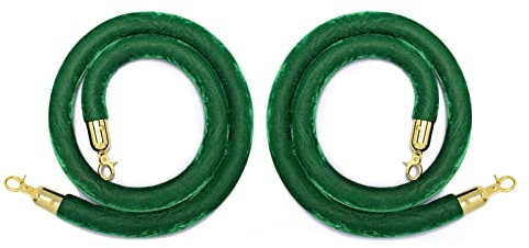 JYHHCYS Absperrkordel Grün Rot Dunkelblau Weiß Schwarz Absperrungen Für Menschenmengen Samt-Seil, Langes, Hängendes Rungenseil Mit Goldhaken (Color : Green, Size : 336cm/11ft)