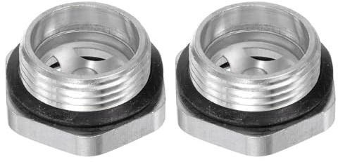 QUARKZMAN 2Pz Vetro Spia Olio Compressore Aria G1 Filettatura Maschio Indicatore Plastica Livello Vista Liquido Lega Alluminio Testa Esagonale Finestra con O-Ring Aria Raccordi, Argento