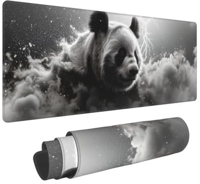 Gaming Mauspad XXL 600x300x3 mm Panda Große Gaming Tastatur Matte, Wasserdicht schreibtischunterlage, Genähte Kanten rutschfeste Gummibasis Erweiterter Schreibtisch Schutz Für Home Office B-337