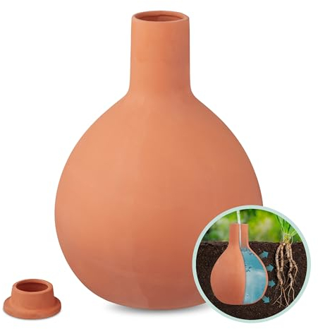 Relaxdays Sfera Irrigazione a Goccia, Olla in Ceramica per Annaffiare, Vaso Irrigatore Automatico Acqua 7,5L, Terracotta