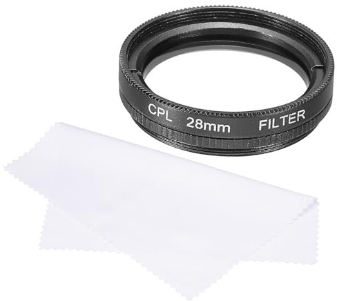 sourcing map 28mm Circular Polarizer Filter, Double Sided Multi-Layer Coatings Polarizing Filter with Cleaning Cloth for Camera Lens