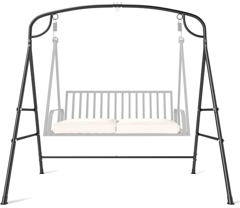 GOPLUS 2 en 1 Portique Balançoire Extérieur 1 Place, Cadre Support Siège Suspendu Hamac pour Porche, Charge 300 kg, pour Jardin, Arrière-Cour, Balcon, sans Banlançoire (Noir|2 en 1,180x133x182CM)