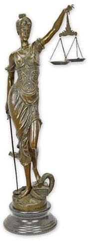 Themis Statue griechische römische Frau der Gerechtigkeit, echte Bronze auf natürlichem Marmor, 98,6 cm
