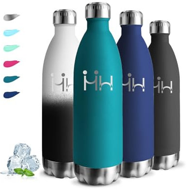 Trinkflasche- 1l- Trinkflasche Edelstahl, Thermosflasche Auslaufsicher, BPA-Freie, Wasserflasche Kohlensäure Geeignet, 24h Kalt & 12h Warm, Wasserflasche Doppelwandig, für Wandern, Fitness, Camping