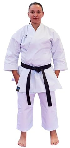 Karate Senpai | Divisa Karate Karategi Kata Pro - Kimono da Competizione 300 g/m² con Rinforzi - Ideale per Kata e Gare - Bianco Premium (4/170)