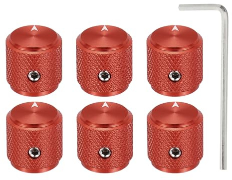 QUARKZMAN 6 Stück Aluminium Potentiometer Drehknopf, 1/4 (6mm) Universelle Lautstärke Tonregler Knöpfe mit Pfeilindikator für Gitarre, 1/2 Rot