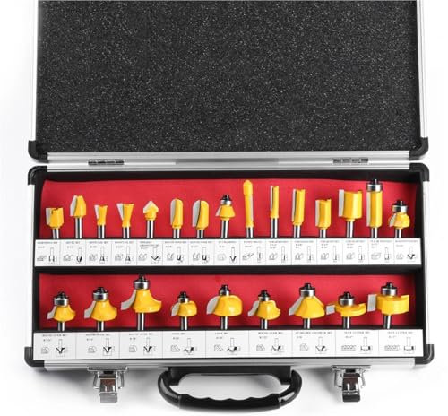 Juego de 24 brocas for fresadora, herramientas de corte for carpintería con vástago de 1/4 de pulgada y punta de carburo de tungsteno, cortador de grabador.