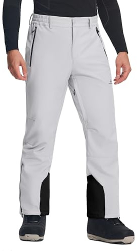Pioneer Camp Pantalon de ski pour homme, 15 000 + mm, H2O, imperméable, coupe-vent, chaud, doublé, softshell, pantalon thermique d'hiver avec jupe pare-neige, Gris argenté., XL