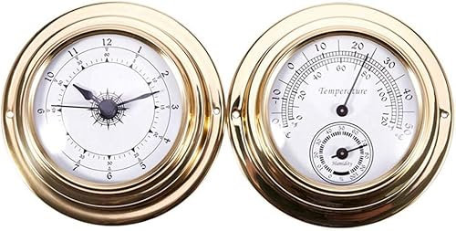 Barometro, 98mm in Metallo Parete Hagig Barromete, Termometro Igrometro Barometro Orologi, 2 Intero Set Meteo Statio Metri, Golden