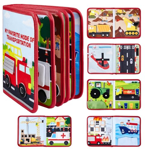 AIGOCITY Busy Board Montessori Spielzeug ab 1 Jahr,Busy Book mit 3D Verkehrsmittel-Thema,10-in-1 Quiet Book für Frühe Bildung,Kinder Activity Board Geschenk Spielzeug ab 1 2 3 4 5 Jahre Mädchen Junge