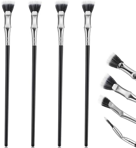 4 Pack Angle Fan Brush for Mascara, Folding Angle Lash Fan Brush for Eyes, Soft Mascara Fan Brushes Eye Makeup Brushes for Upper and Lower Eye Lash, Natural Lifted
