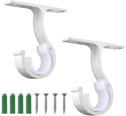 2 Stück Vorhangstangenhalterungen Aus Aluminiumlegierung Für 20-28 Mm Durchmesser, Robuste, Verstellbare Deckenmontage Mit Eleganten Kappen, Inklusive Schrauben Und Dübel, Gardinenstange Deckenmontage