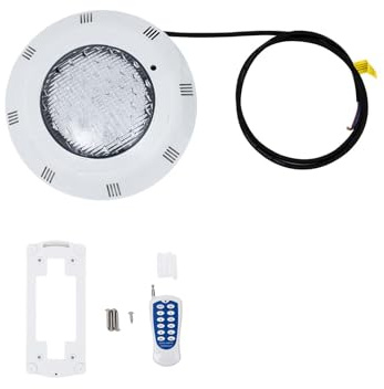 CHFUNE Éclairage de piscine LED 45 W ultra plat - Éclairage de piscine RVB - Changement de couleur - Projecteur sous-marin avec télécommande IP68 - Étanche - 12 V AC/DC