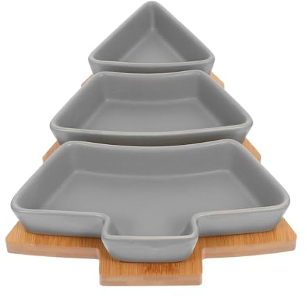 INOOMP 1 Ensemble de Plateaux de Noël : Plateau de Service en Forme de Sapin de Noël avec Plats, Plateau à collation en céramique pour fêtes de Fin d'année, apéritifs, Desserts, décorations