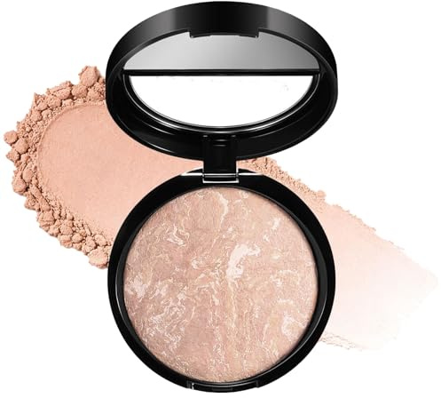 Light Beige Pressed Powder Foundation for Mature Skin - Full Coverage Face Powder & Long-Wear Matte Finish - Buildable Medium to Full Coverage Compact Makeup with Shine Control & Travel-Friendly