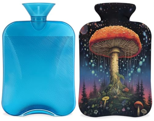 Borsa dell'acqua calda con coperchio, 2 l, per alleviare il dolore, collo morbido e spalle, mani e piedi, impacco caldo e freddo, per adulti e bambini