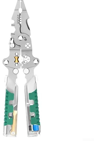 Gdfnmogo Pinza spelafili pieghevole per elettricisti, strumento multiuso da 215 mm con tester di tensione, tagliafili, crimpatrice, cacciavite e splitter, in acciaio al carbonio