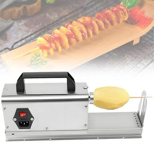 Affettatrice elettrica professionale a spirale per patate, affettatrice a spirale per patate 3 in 1 da 40 W - Tornado Twister elettrico 200 giri/min,per patatine fritte arricciate e intrecciate
