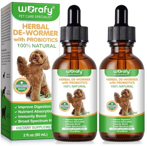 CJXHJY 2 Pack Wurmkur Hund 60ml | mit Probiotika | Natürliche Entwurmungsmittel für Hunde | Wurmtropfen zur Vorbeugung und Bekämpfung von Parasiteninfektionen | Natürliche Formel zur Darmhygiene