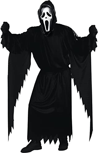 Fun World Adult Scream Ghost face Costume, Black, One Size